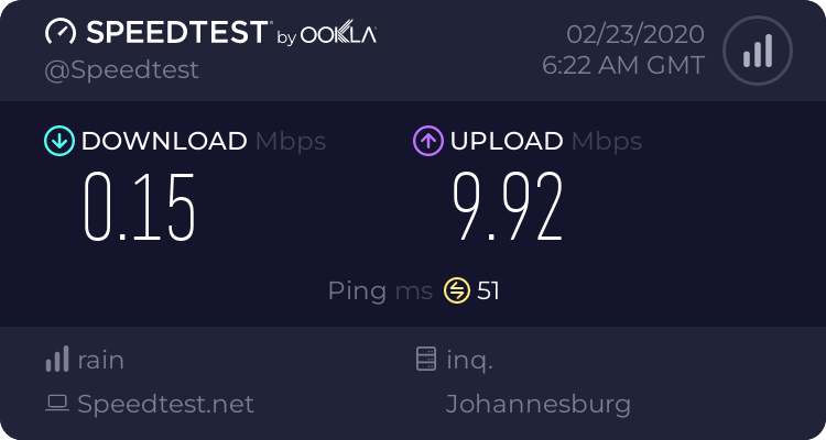 0.15Mbps speedtest result